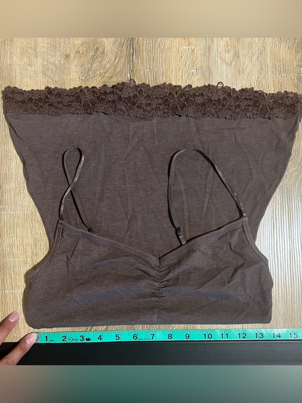 Maurices Dark Brown Lace-Trim Camisole with Adjustable Straps